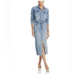 Pistola Women's Amira Long Sleeve Marcel Denim Jean Sheath Midi Dress Size Small